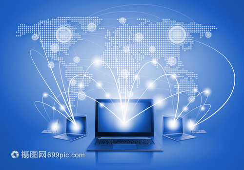 全球网络与笔记本电脑 科技蓝图的全球化融合